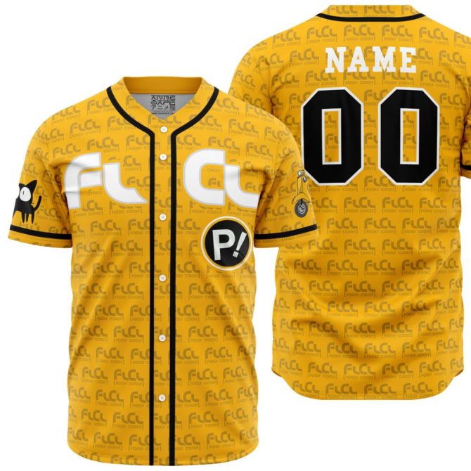 Custom Flcl Anime Baseball Jersey – Personalized Yellow Sports Shirt