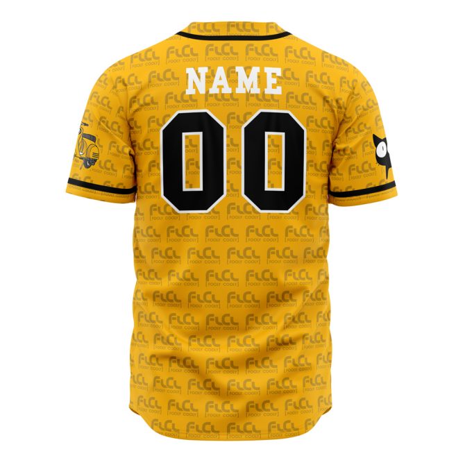 Custom Flcl Anime Baseball Jersey – Personalized Yellow Sports Shirt - Image 3