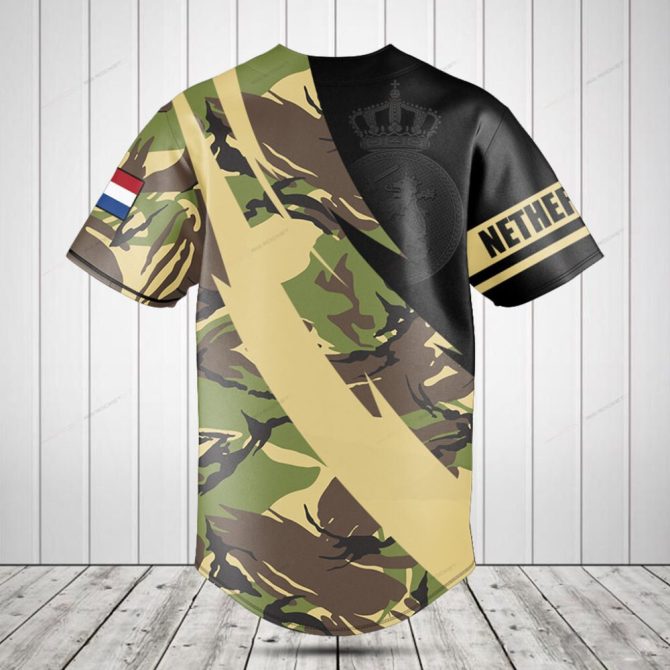 Custom Camouflage Baseball Jersey - Personalized Name & Flag Design, Unisex Sportswear - Image 2