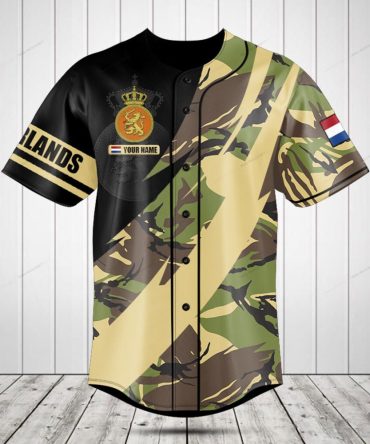 Custom Camouflage Baseball Jersey - Personalized Name & Flag Design, Unisex Sportswear