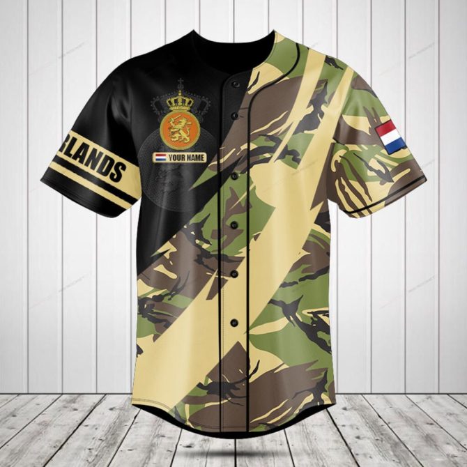 Custom Camouflage Baseball Jersey - Personalized Name & Flag Design, Unisex Sportswear