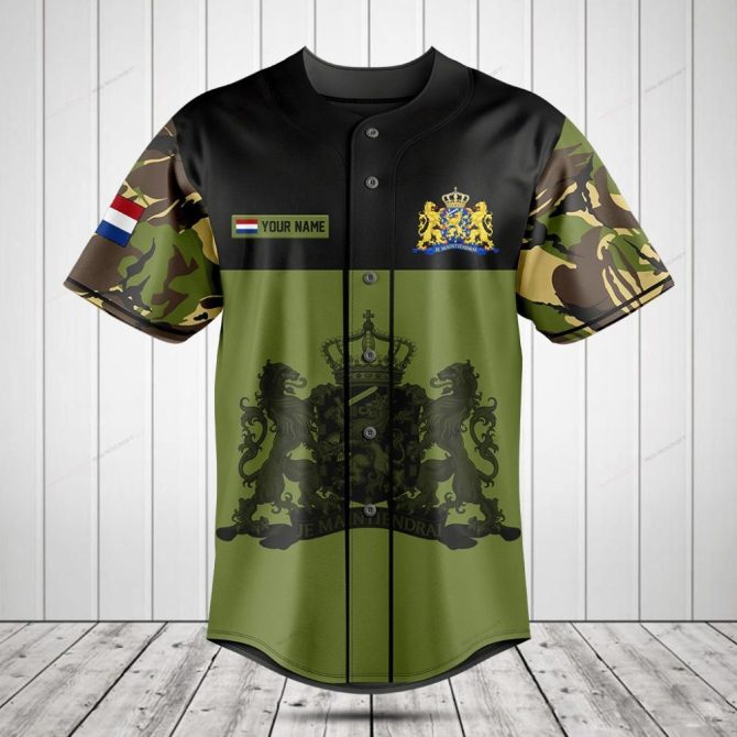Custom Camouflage Baseball Jersey With Personalized Name & Flag - Unique Military Style