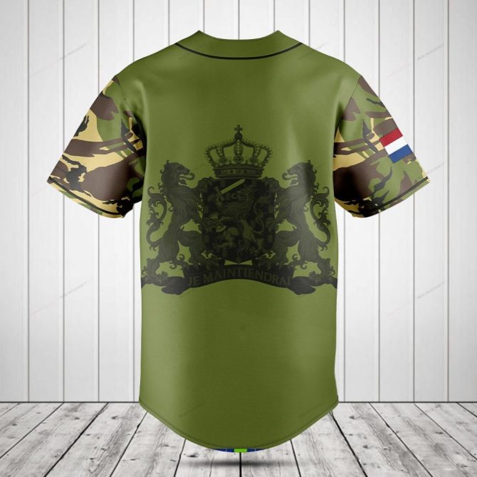 Custom Camouflage Baseball Jersey With Personalized Name & Flag - Unique Military Style - Image 2