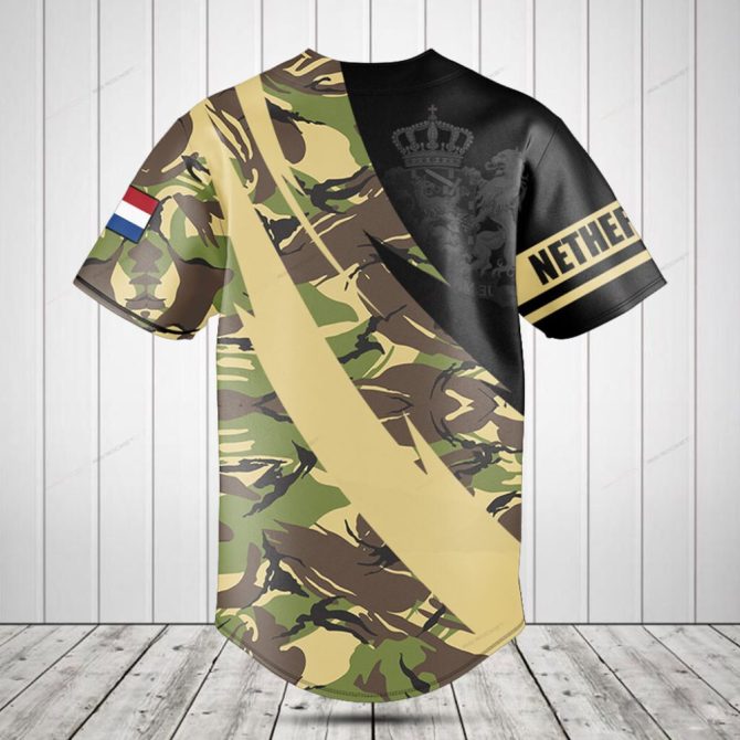 Custom Camouflage Baseball Jersey - Personalized Name & Flag Design - Image 2