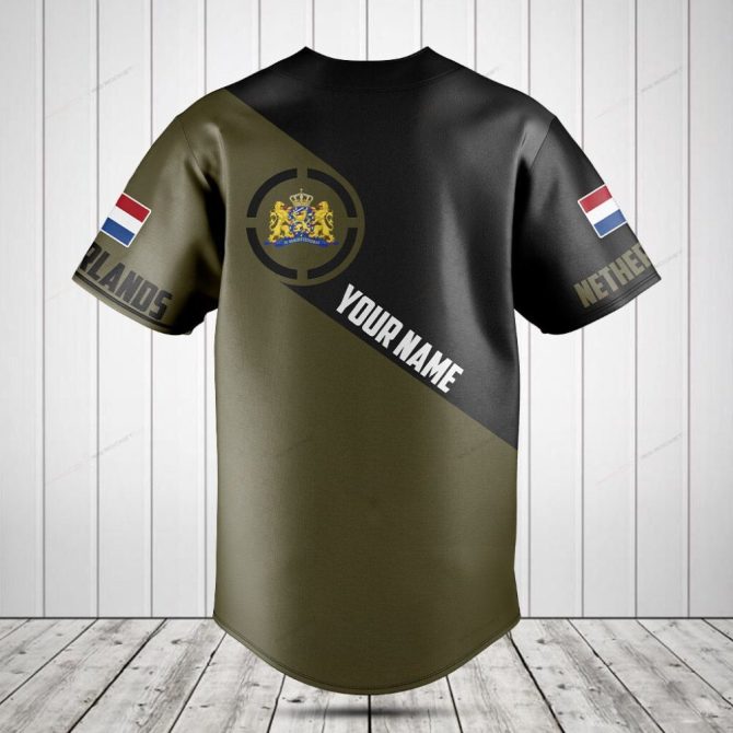 Custom Netherlands Baseball Jersey – Personalized Name & Flag Design - Image 2