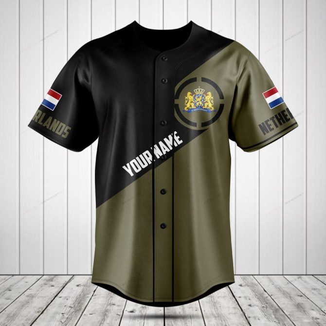 Custom Netherlands Baseball Jersey – Personalized Name & Flag Design