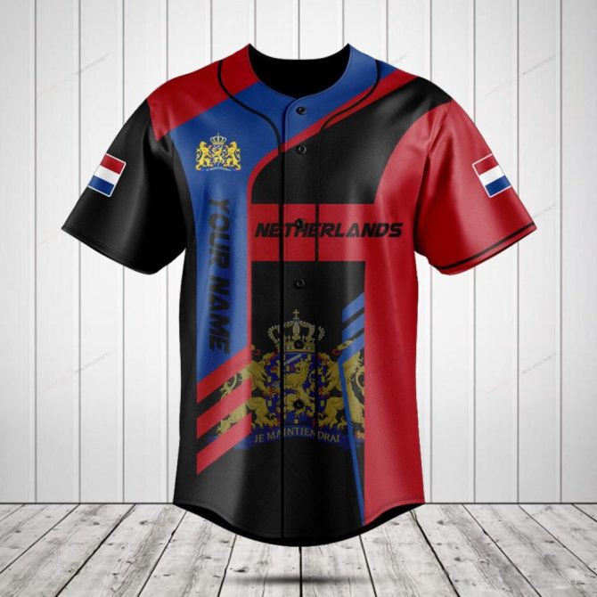 Custom Netherlands Baseball Jersey - Personalized Name & Flag Design , Show Your Pride!