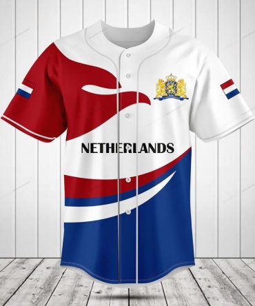 Netherlands Baseball Jersey - Stylish Red, White & Blue Sportswear For Fans