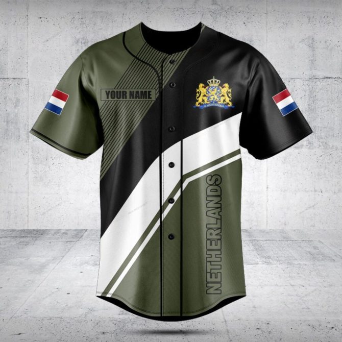 Custom Netherlands Baseball Jersey - Personalized Name & Flag Design