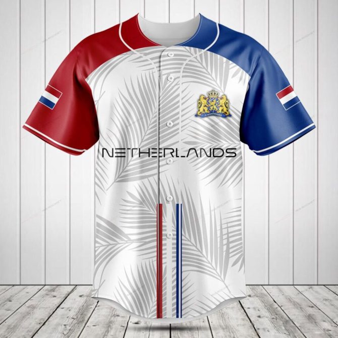 Netherlands Baseball Jersey - Stylish Tropical Design, National Pride Apparel