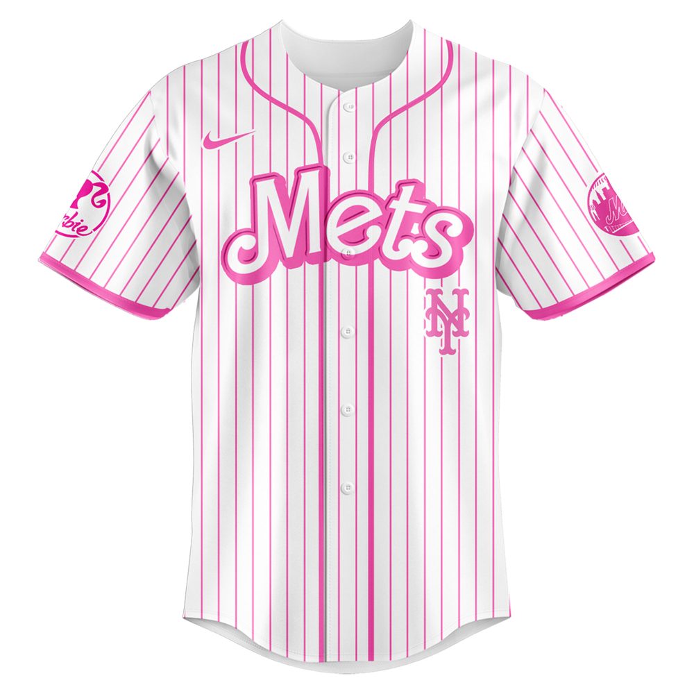 Limited Edition Barbie X Ny Mets Pink Jersey – Perfect For Game Night Fans! - Image 2