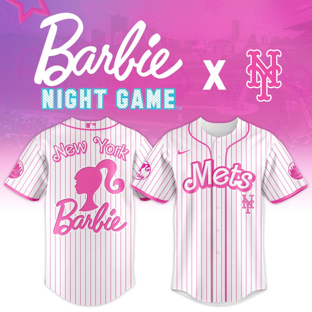Limited Edition Barbie X Ny Mets Pink Jersey – Perfect For Game Night Fans!