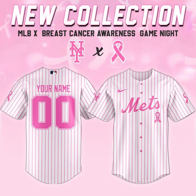 Customizable Mlb Mets Jersey - Breast Cancer Awareness Edition