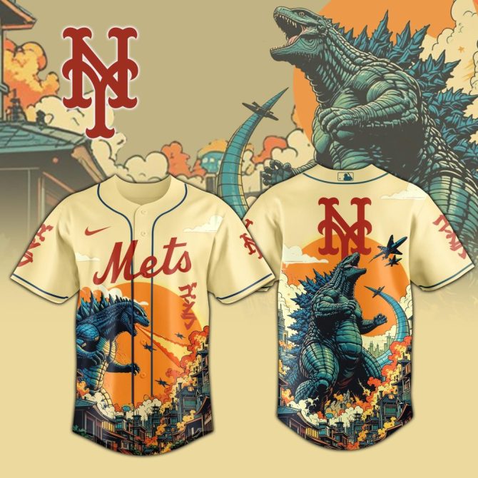 Limited Edition Godzilla Mets Jersey – Vintage Design For Ultimate Fans