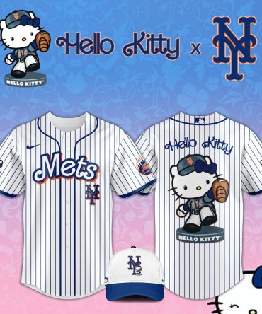 Hello Kitty X Mets Baseball Jersey & Cap Set – Limited Edition Fan Gear!