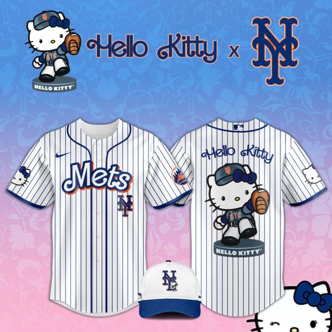 Hello Kitty X Mets Baseball Jersey & Cap Set – Limited Edition Fan Gear!