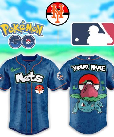 Custom Pokémon Go Mets Jersey – Mlb Fan Gear With Personal Name & Ivysaur Design