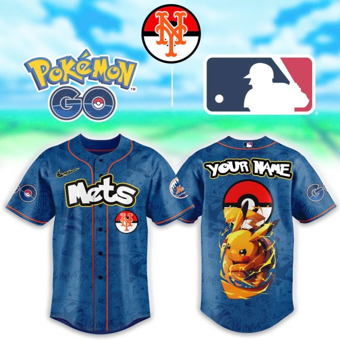Custom Mets Pokémon Baseball Jersey - Personalized Pikachu Fan Gear