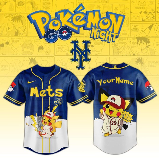 Custom Pokémon Mets Jersey – Pikachu Baseball Fan Gear For Game Night