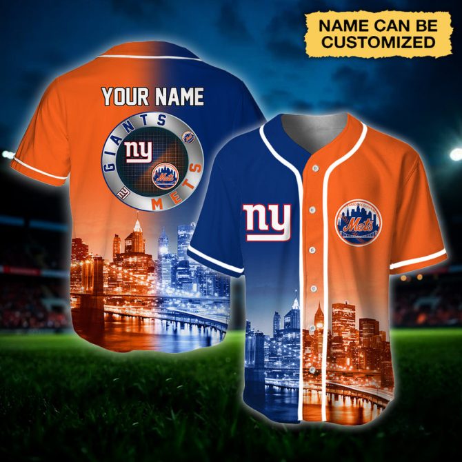 Customizable Ny Giants & Mets Skyline Jersey - Personalized Sports Fan Gift