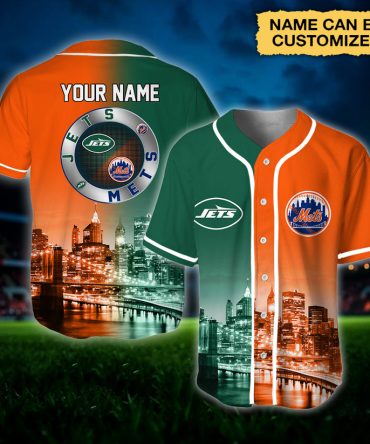 Customizable Jets & Mets Baseball Jersey - Personalize Your Name - Unique Fan Gift