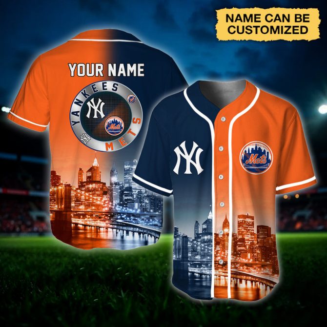 Customizable Yankees-Mets Skyline Jersey – Personalize Your Name, Perfect Gift!