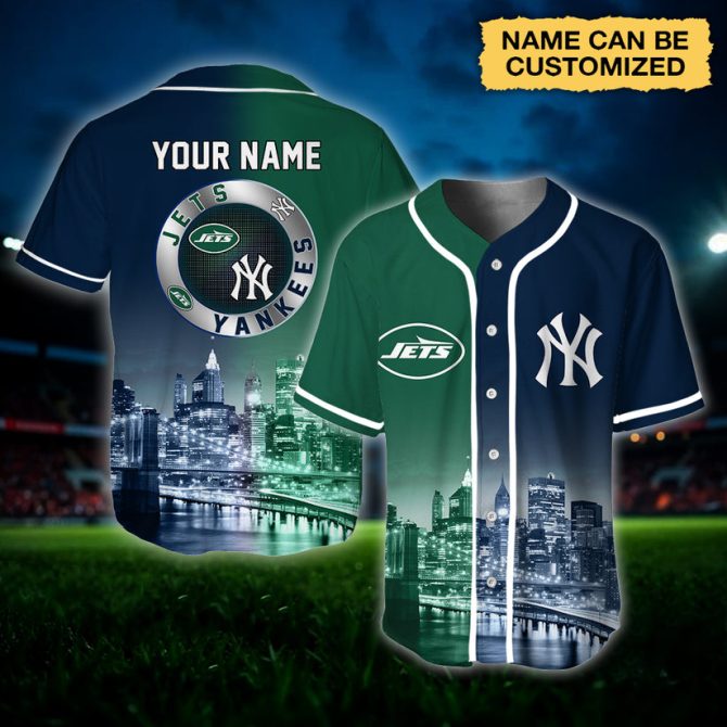 Customizable Yankees & Jets Cityscape Jersey – Personalized Sports Apparel