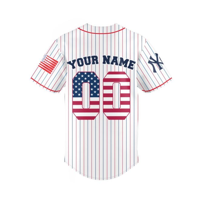 Customizable Patriotic Baseball Jersey - Personalize Your Name & Number - Stars & Stripes Design - Image 2