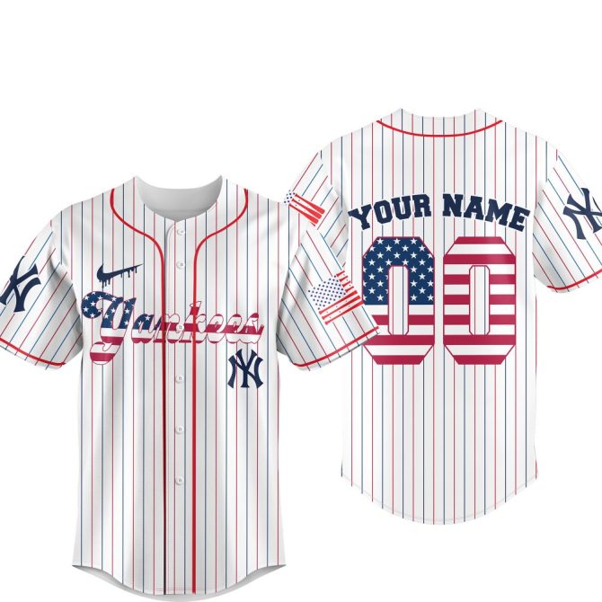 Customizable Patriotic Baseball Jersey - Personalize Your Name & Number - Stars & Stripes Design - Image 4