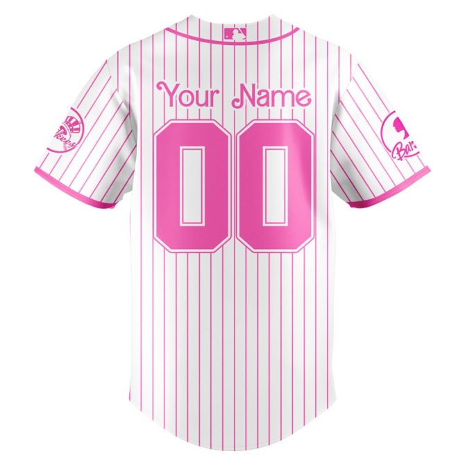 Custom Barbie Night Game Jersey - Personalized New York Pink Baseball Shirt - Image 3