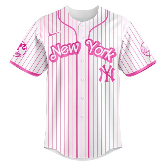 Custom Barbie Night Game Jersey - Personalized New York Pink Baseball Shirt - Image 2