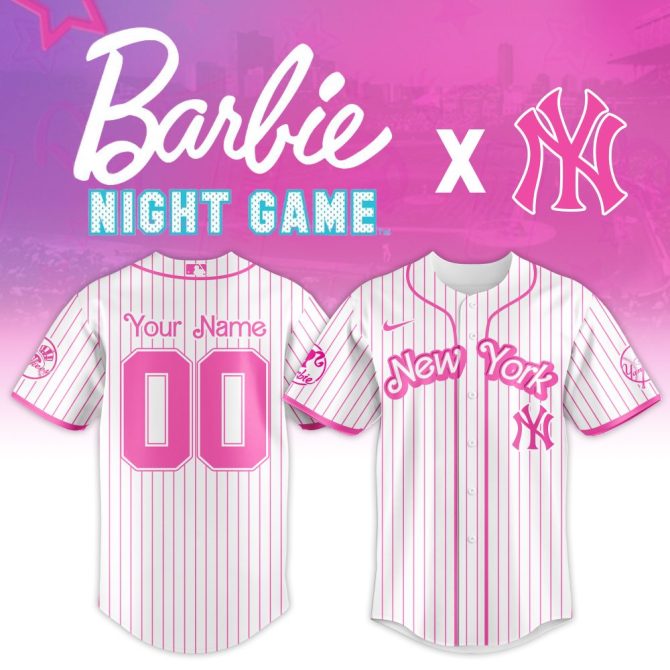 Custom Barbie Night Game Jersey - Personalized New York Pink Baseball Shirt