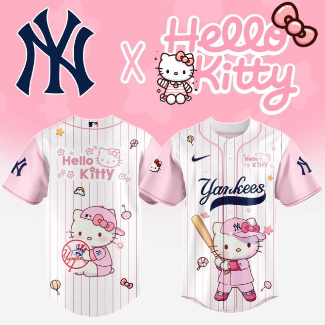 Exclusive Hello Kitty X Yankees Pink Baseball Jersey - Cute & Stylish Fan Gear