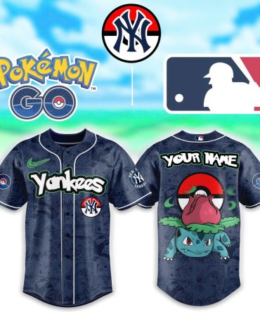 Custom Pokémon Yankees Baseball Jersey - Personalized Name & Ivysaur Design
