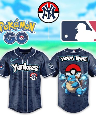 Custom Yankees Pokémon Go Baseball Jersey – Your Name & Blastoise Design