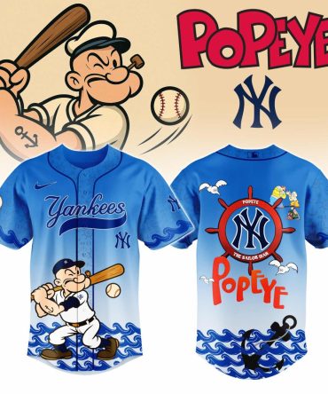 Limited Edition Popeye Yankees Baseball Jersey - Bold Blue Design For Fans