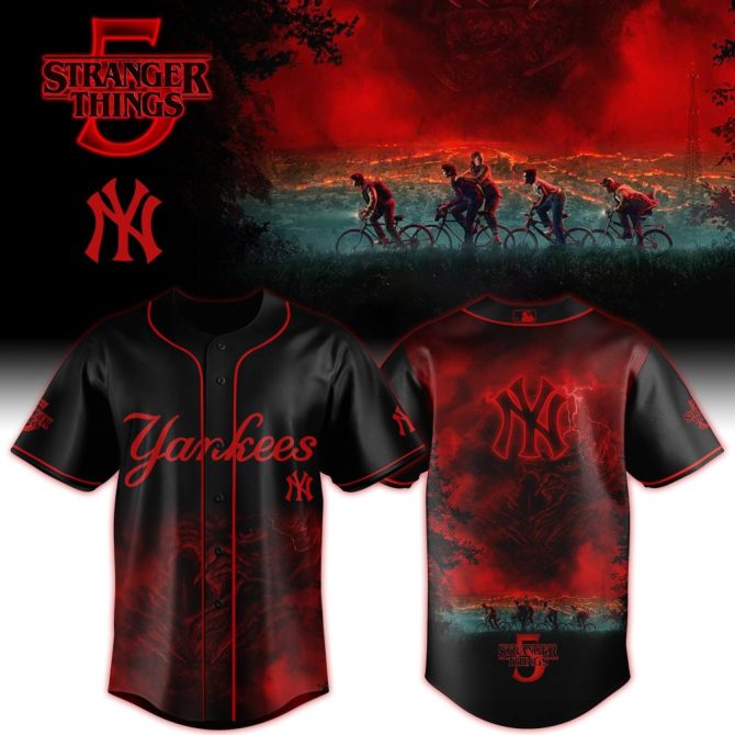 Custom New York Yankees Mlb Stranger Things 2025 Baseball Jersey