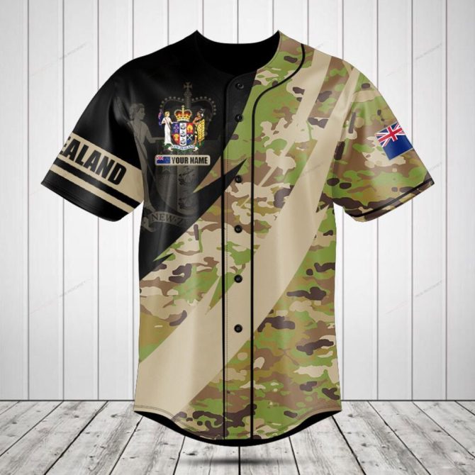 Custom New Zealand Camouflage Baseball Jersey – Personalize Your Style!