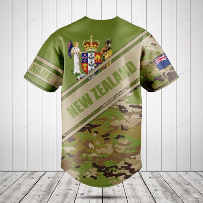 Custom New Zealand Camo Baseball Jersey – Personalized Sportswear With National Pride - Image 2