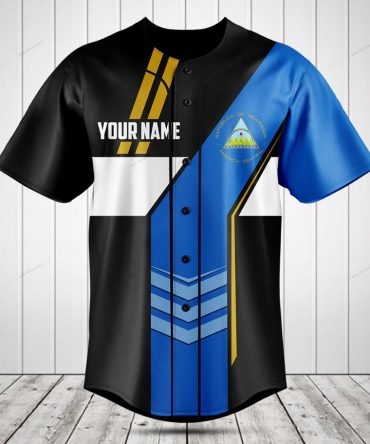 Customizable Blue & Black Baseball Jersey - Unique Design, Add Your Name!