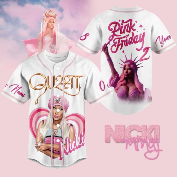 Limited Edition Pink Queen Graphic Baseball Jersey - Stylish & Unique Design
