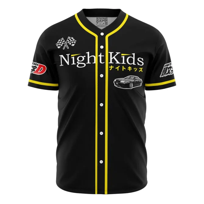 Night Kids Anime-Inspired Racing Jersey - Stylish Black & Yellow Design For Car Enthusiasts