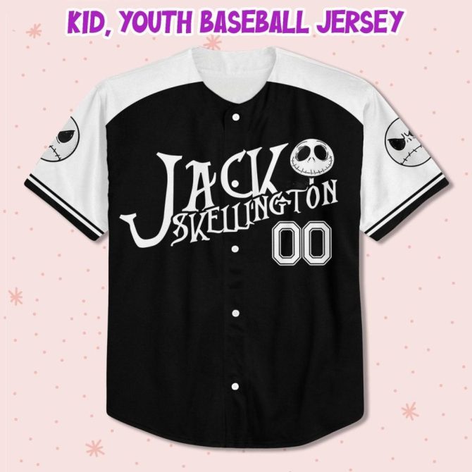 Custom Jack Skellington Baseball Jersey - Kids/Youth/Adult Sizes - Personalize Your Name! - Image 3
