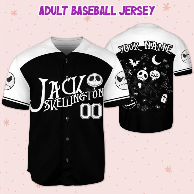 Custom Jack Skellington Baseball Jersey - Kids/Youth/Adult Sizes - Personalize Your Name! - Image 6