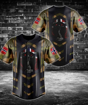 Camouflage Skull Baseball Jersey - Unique Graphic Design, Unisex, Comfortable Fit