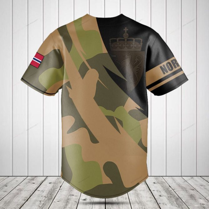 Custom Norway Camo Baseball Jersey - Personalized Men'S Sportswear - Image 2