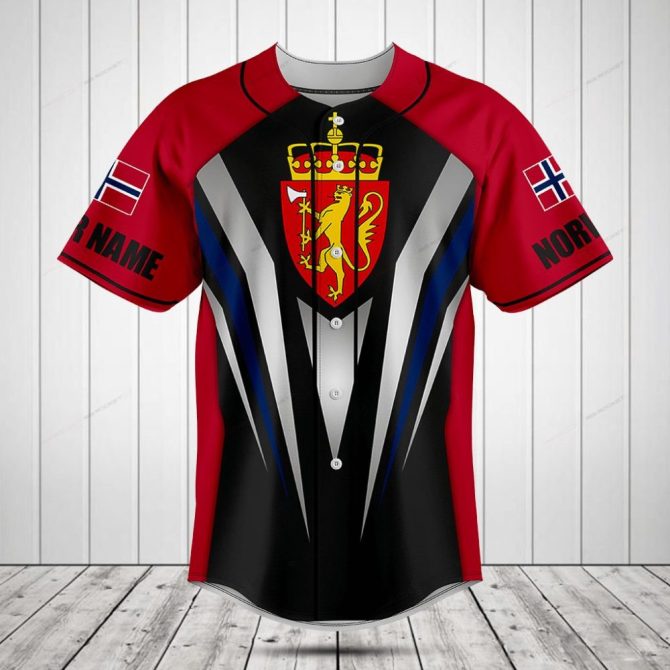 Custom Norway Flag Baseball Jersey - Personalized Team Sportswear, Breathable & Stylish