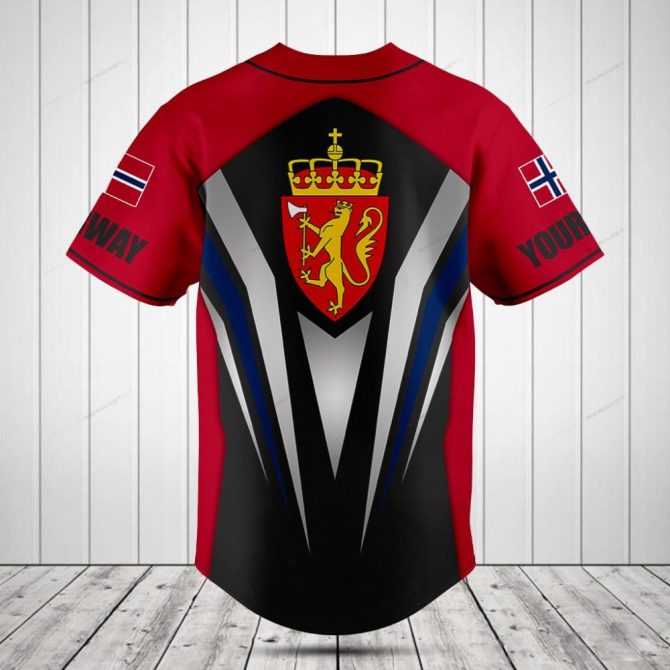 Custom Norway Flag Baseball Jersey - Personalized Team Sportswear, Breathable & Stylish - Image 2