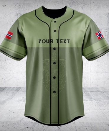 Customizable Green Baseball Jersey With Norwegian Flag - Personalized Sportswear