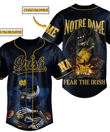 Custom Notre Dame Irish Baseball Jersey - Personalize Your Name & Number - Fear The Irish Design